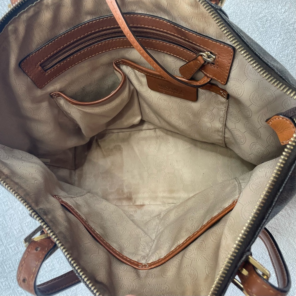 Michael Kors Brown MK Monogram Tote Bag~ Sophisticated Casual - Picture 10 of 15